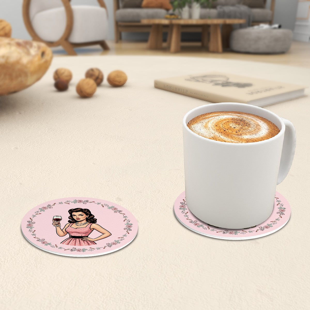 50s Retro Drink Coasters – 6 Pack Vintage Style Table Coasters