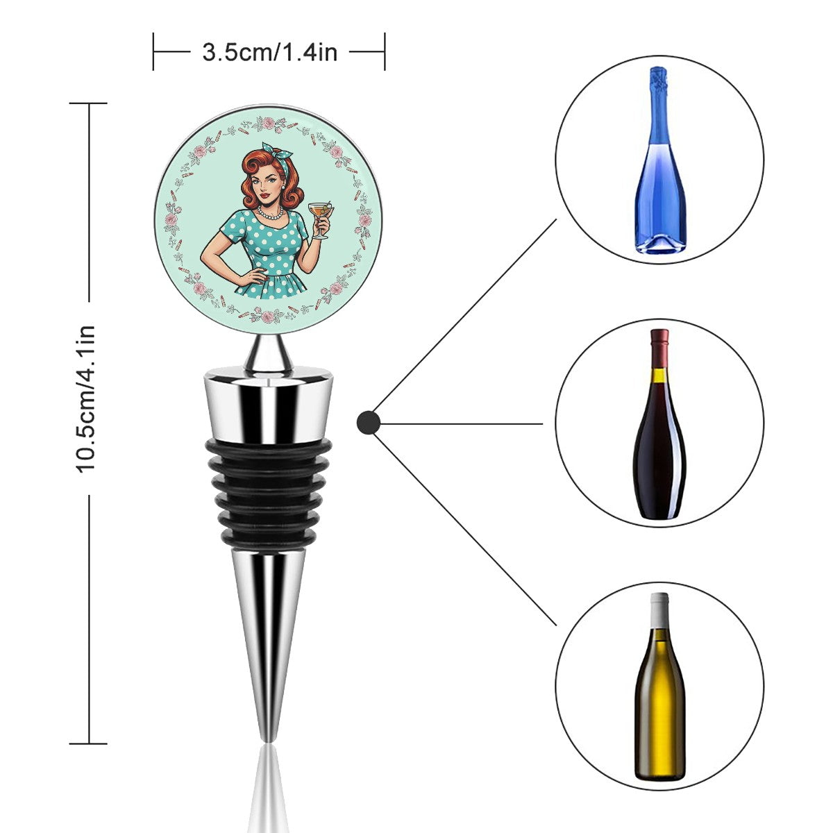 50s Retro Wine Bottle Stopper – Reusable Wine Saver