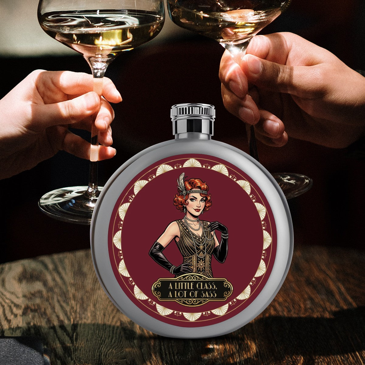 1920s Art Deco Round Flask ( 5oz)
