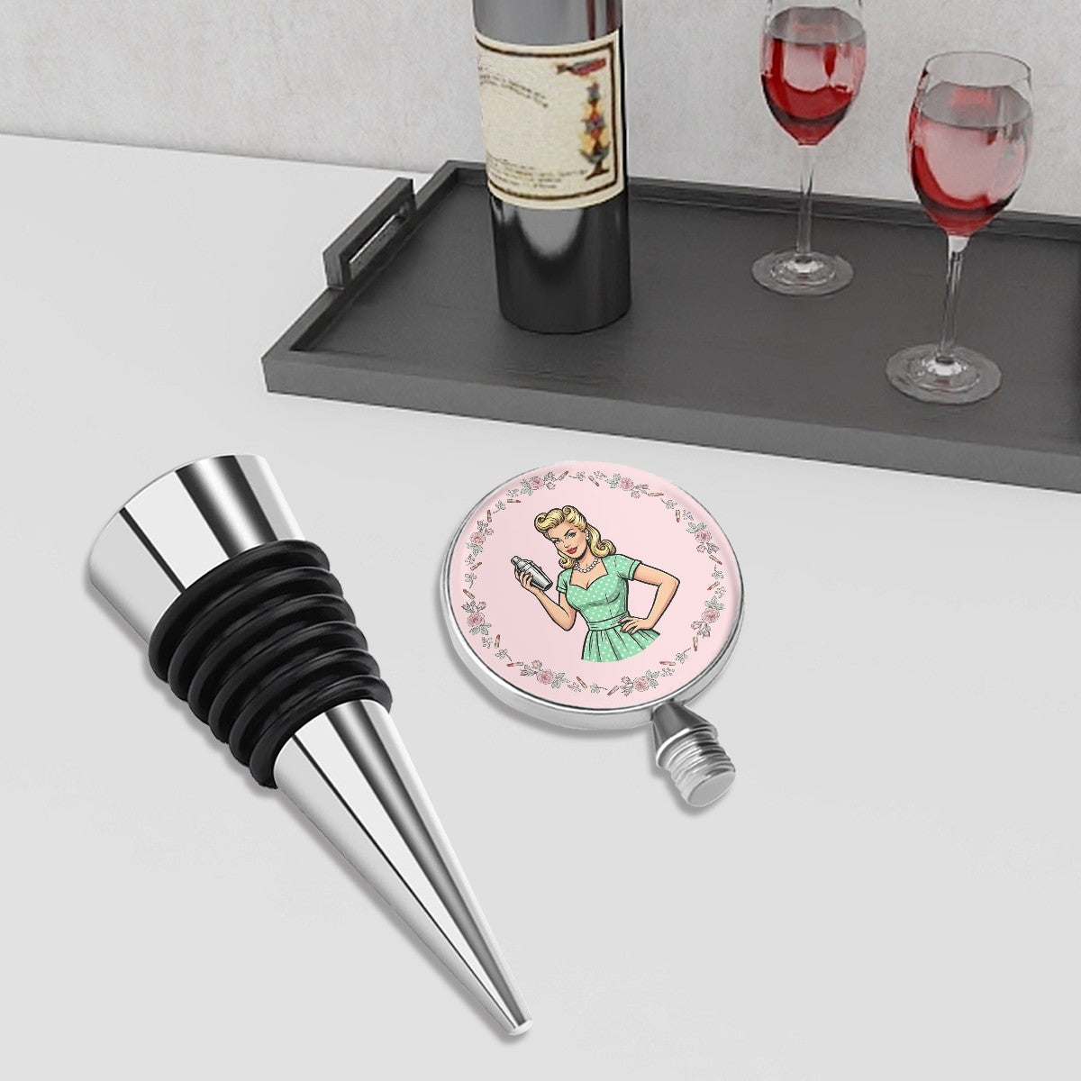 50s Retro Wine Bottle Stopper – Reusable Wine Saver