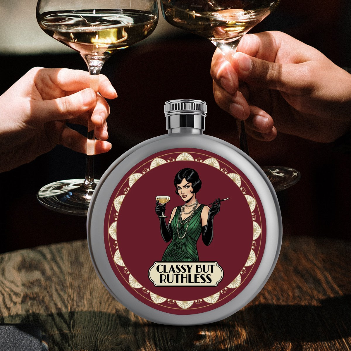 1920s Art Deco Round Flask (5 oz)