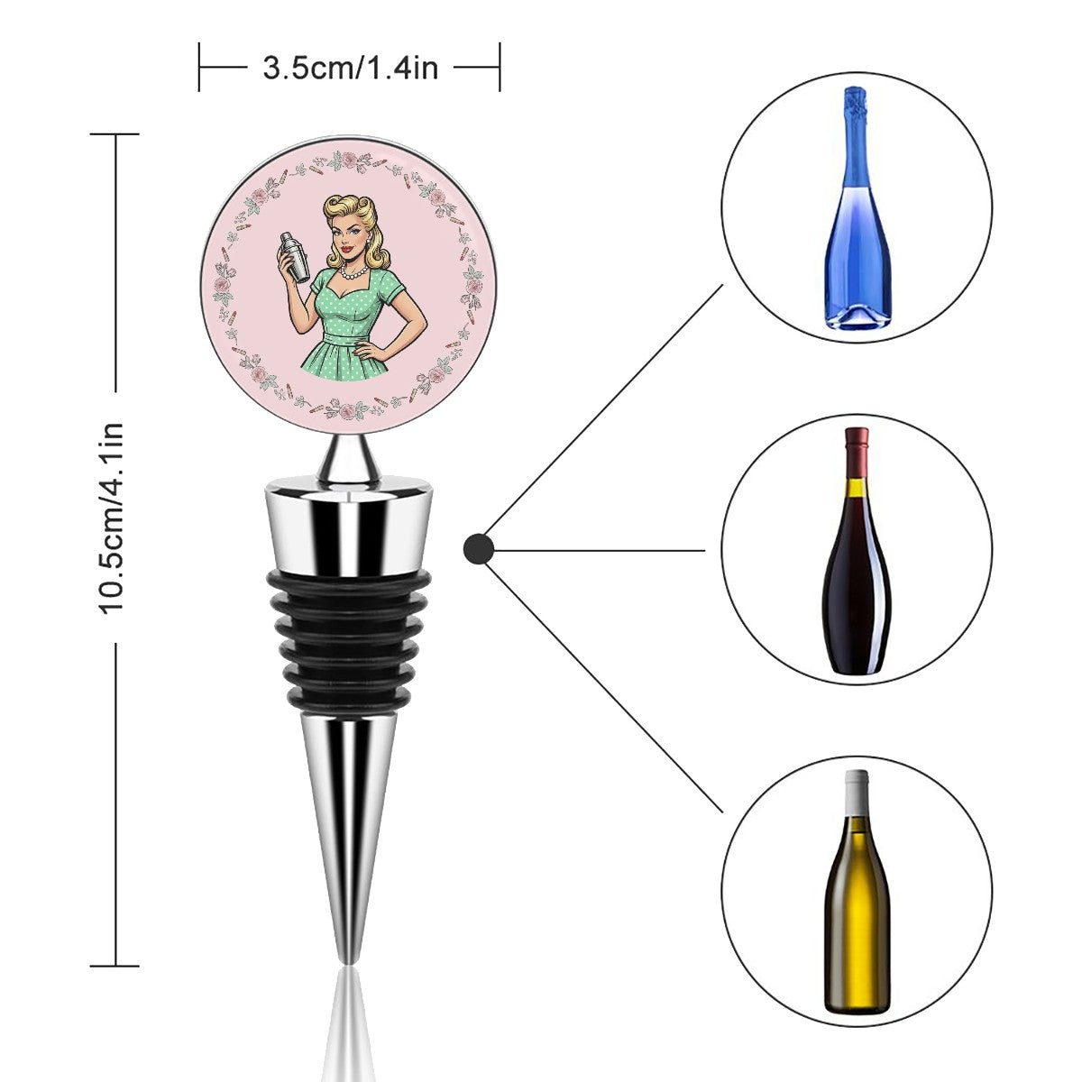 50s Retro Wine Bottle Stopper – Reusable Wine Saver