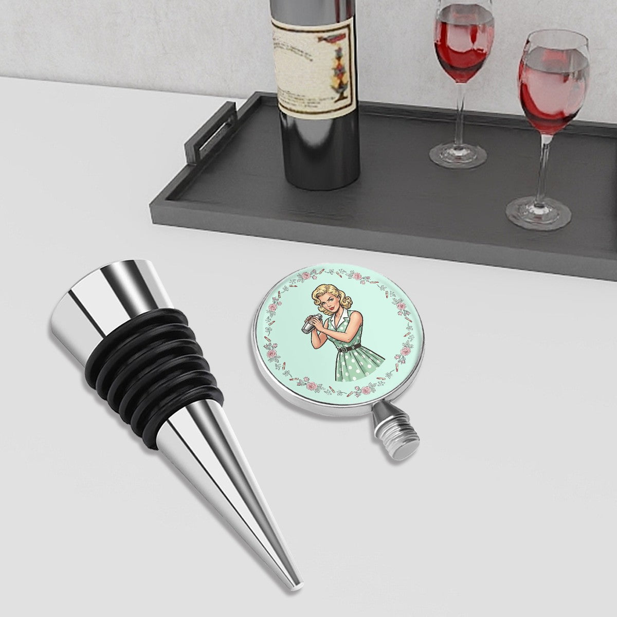 50s Retro Wine Bottle Stopper – Reusable Wine Saver