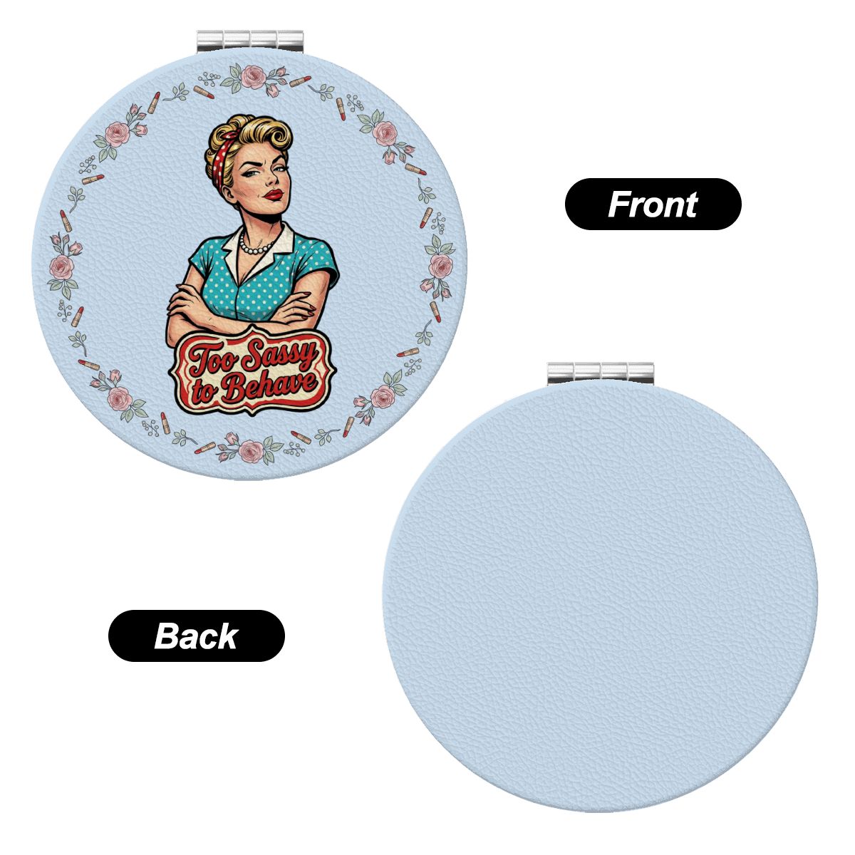 50s Retro Compact Pocket Mirror - Too Sassy to Behave