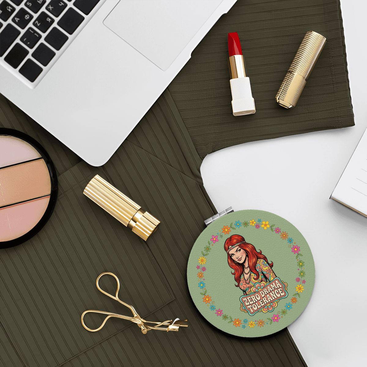 70s Retro Compact Pocket Mirror
