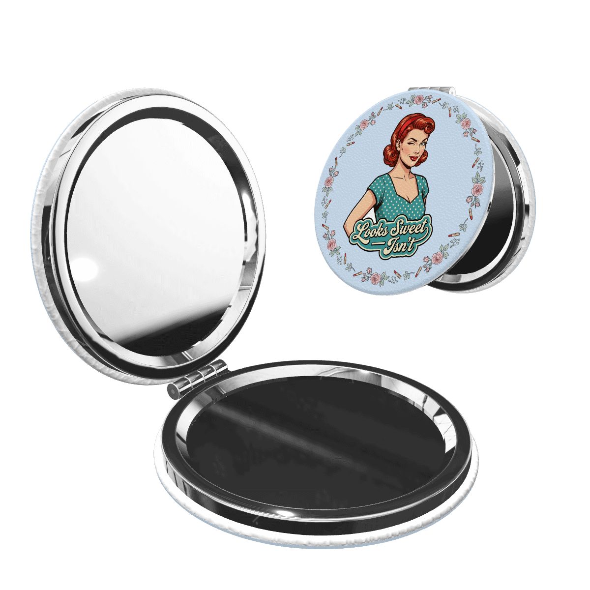 50s Retro Compact Pocket Mirror - Looks Sweet