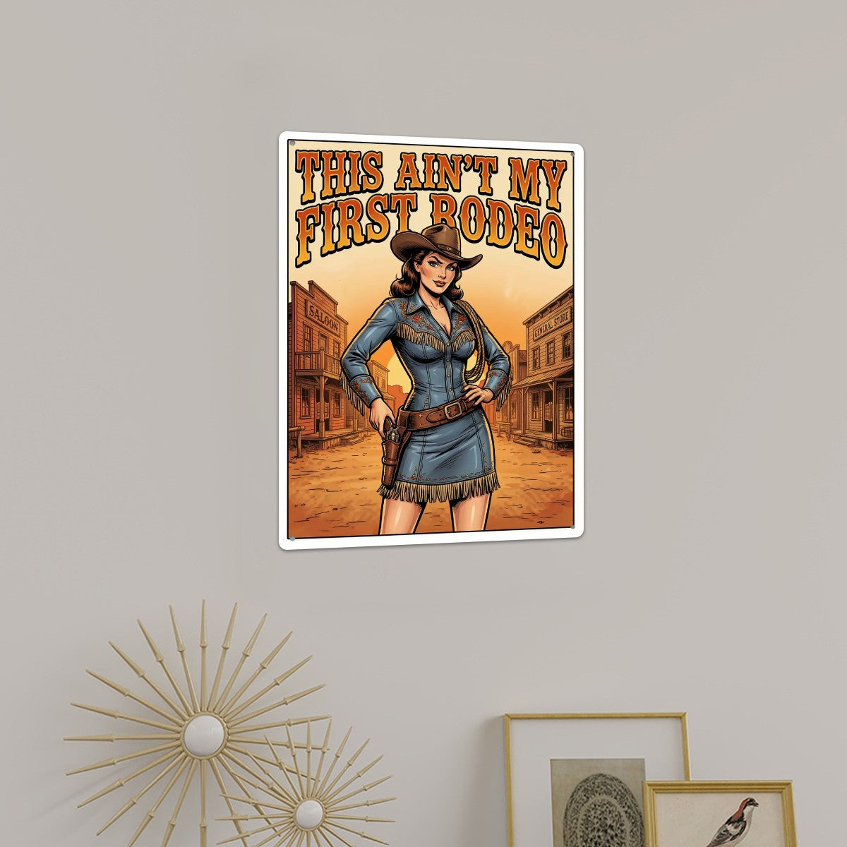 Western Metal Tin Sign  16"x12" (Vertical)