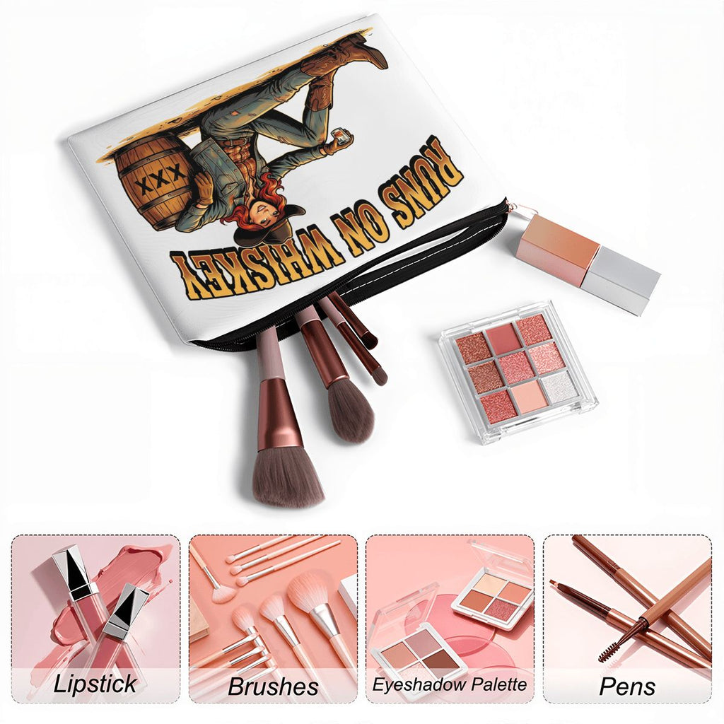 Runs On Whiskey Cowgirl Travel Makeup Pouch