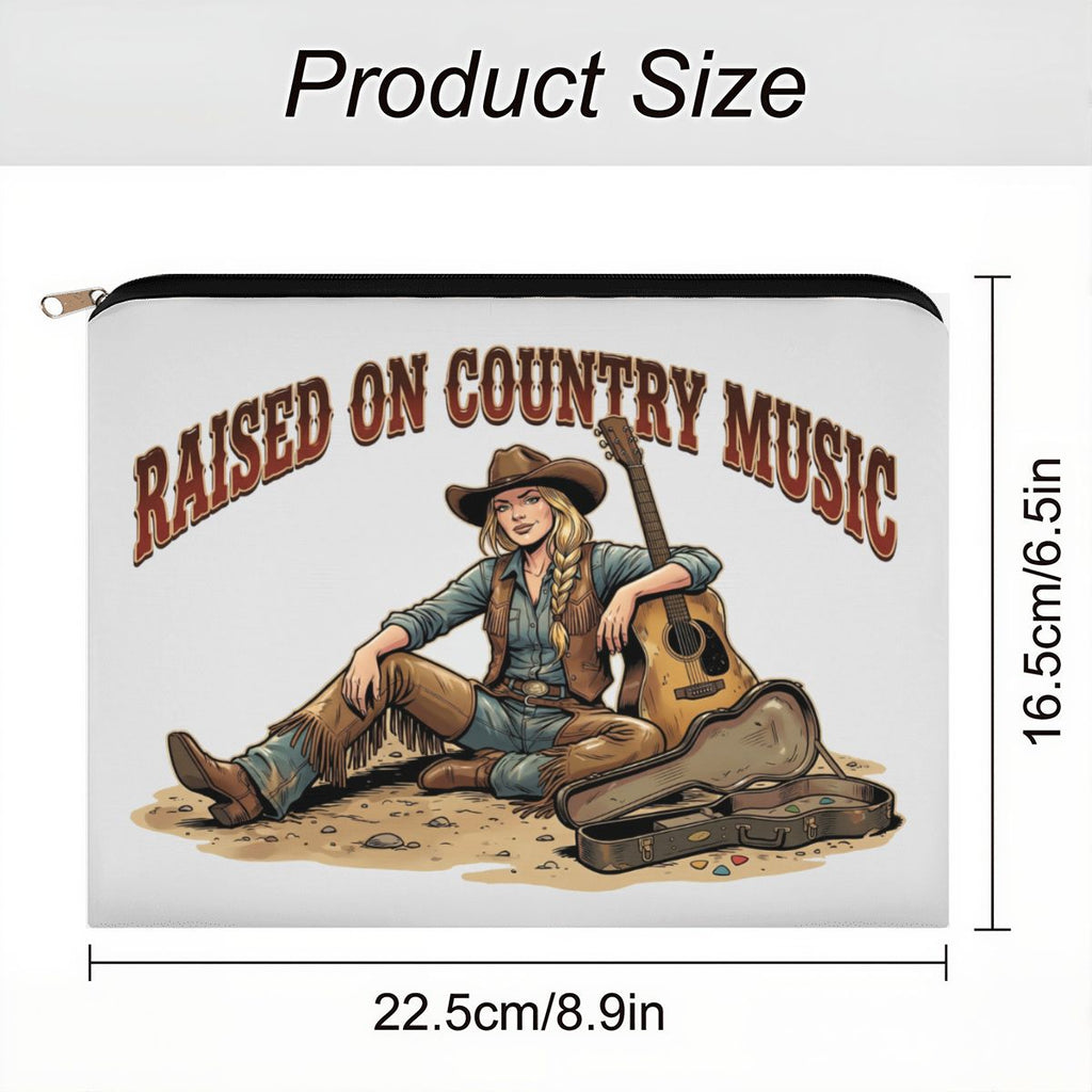 Raised On Country Music Cowgirl Travel Makeup Pouch