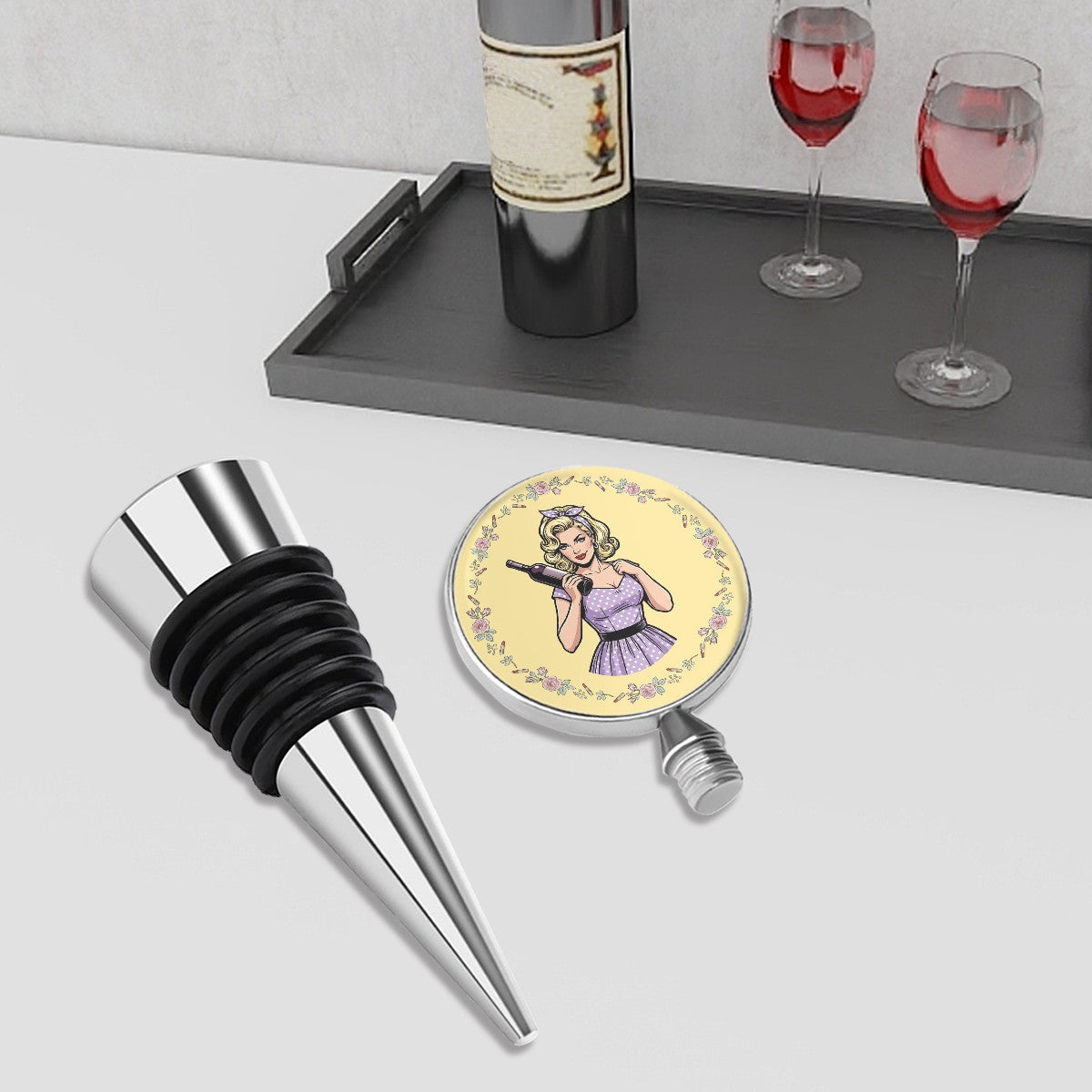 50s Retro Wine Bottle Stopper – Reusable Wine Saver