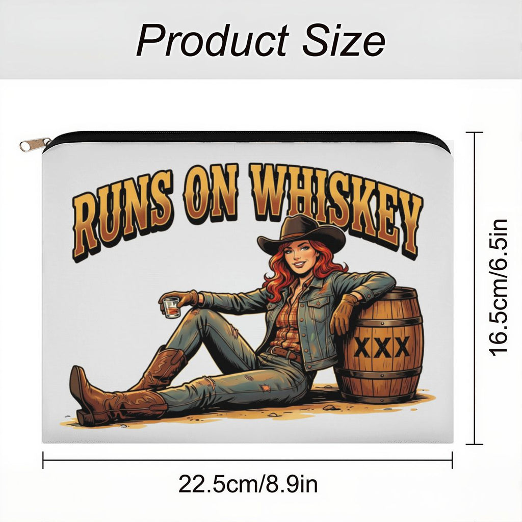 Runs On Whiskey Cowgirl Travel Makeup Pouch