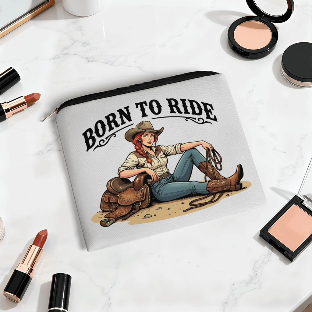 Born To Ride Cowgirl Travel Makeup Pouch