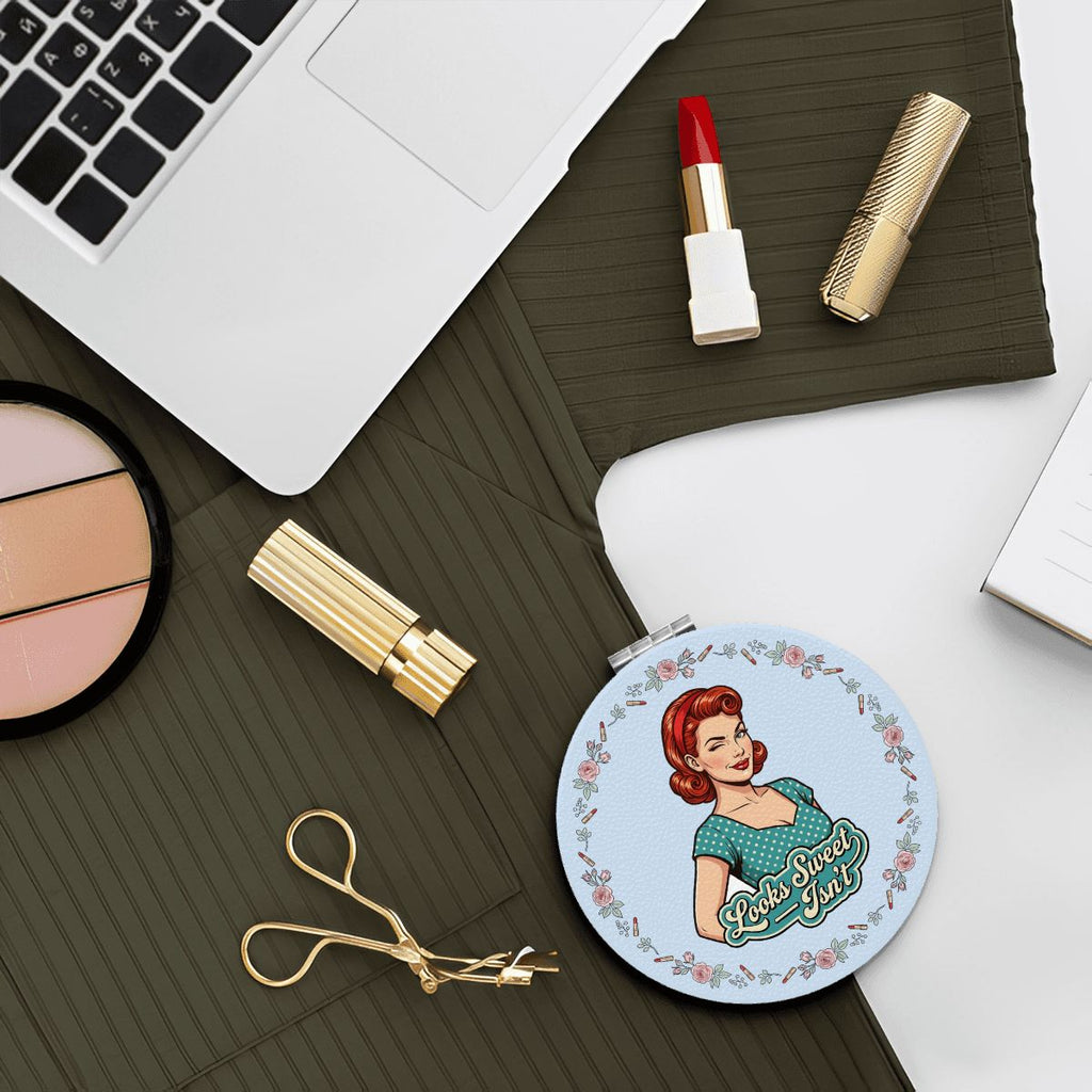 50s Retro Compact Pocket Mirror - Looks Sweet