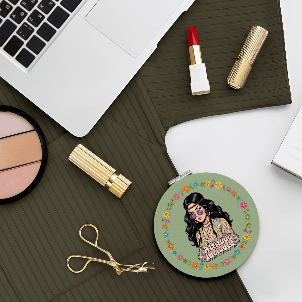 70s Retro Compact Pocket Mirror