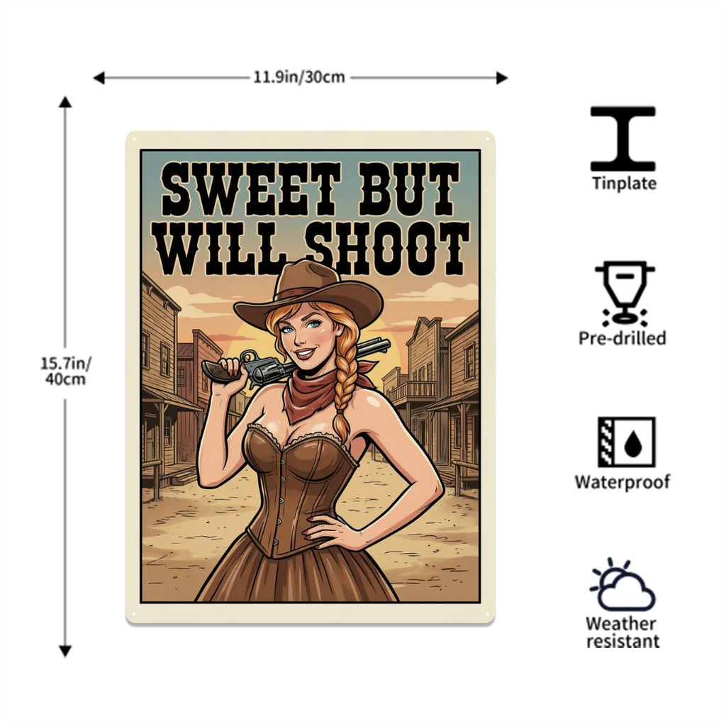 Western Metal Tin Sign  16"x12" (Vertical)