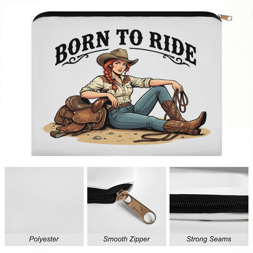 Born To Ride Cowgirl Travel Makeup Pouch