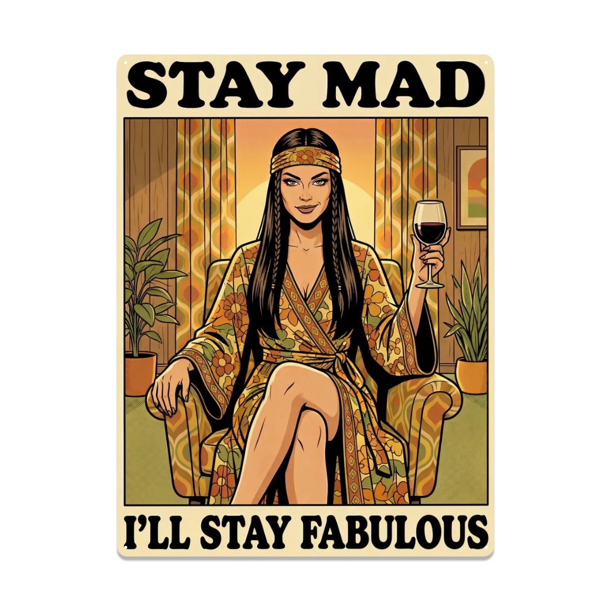70s Retro Metal Tin Sign  16"x12" (Vertical)