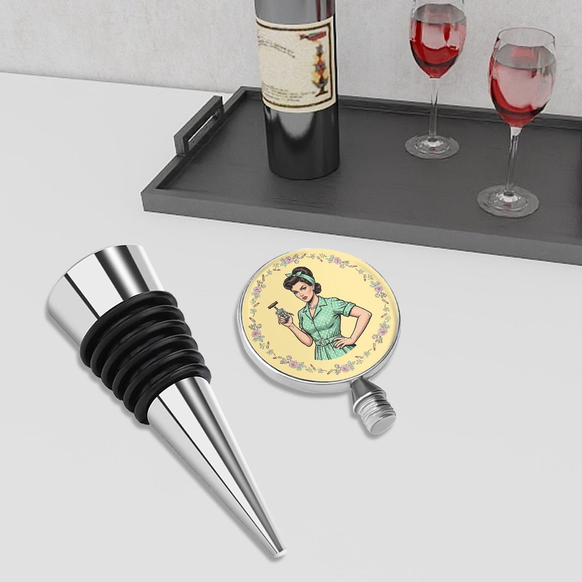 50s Retro Wine Bottle Stopper – Reusable Wine Saver
