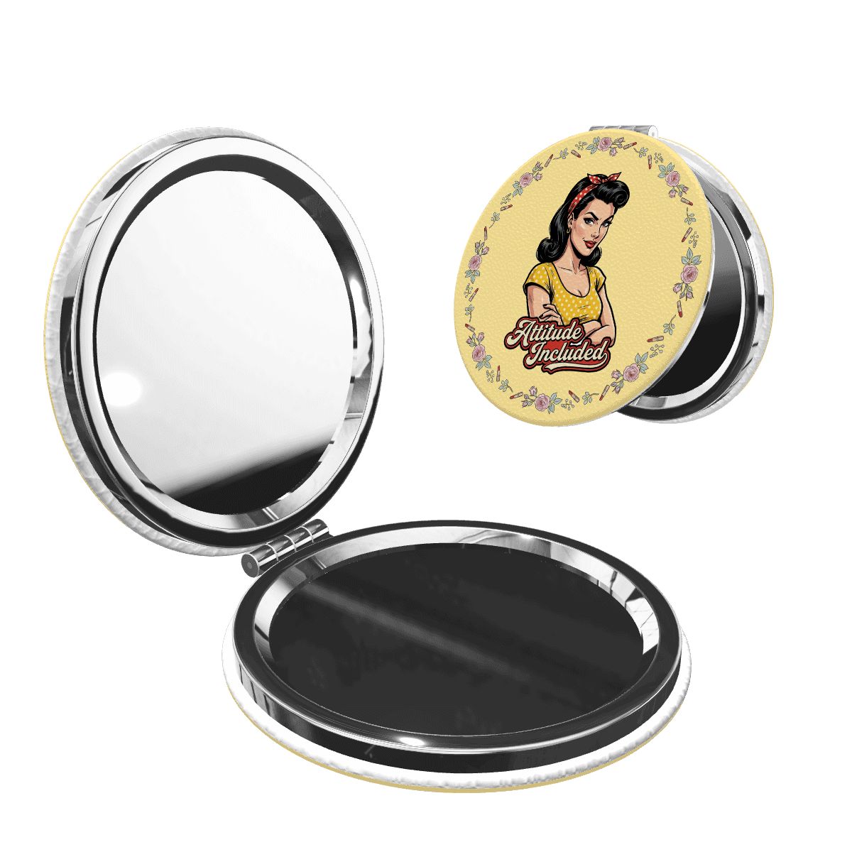 50s Retro Compact Pocket Mirror - Attitude Included
