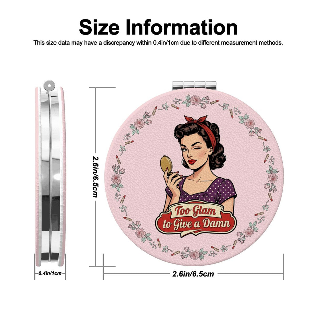 50s Retro Compact Pocket Mirror - Too Glam to Give a Damn