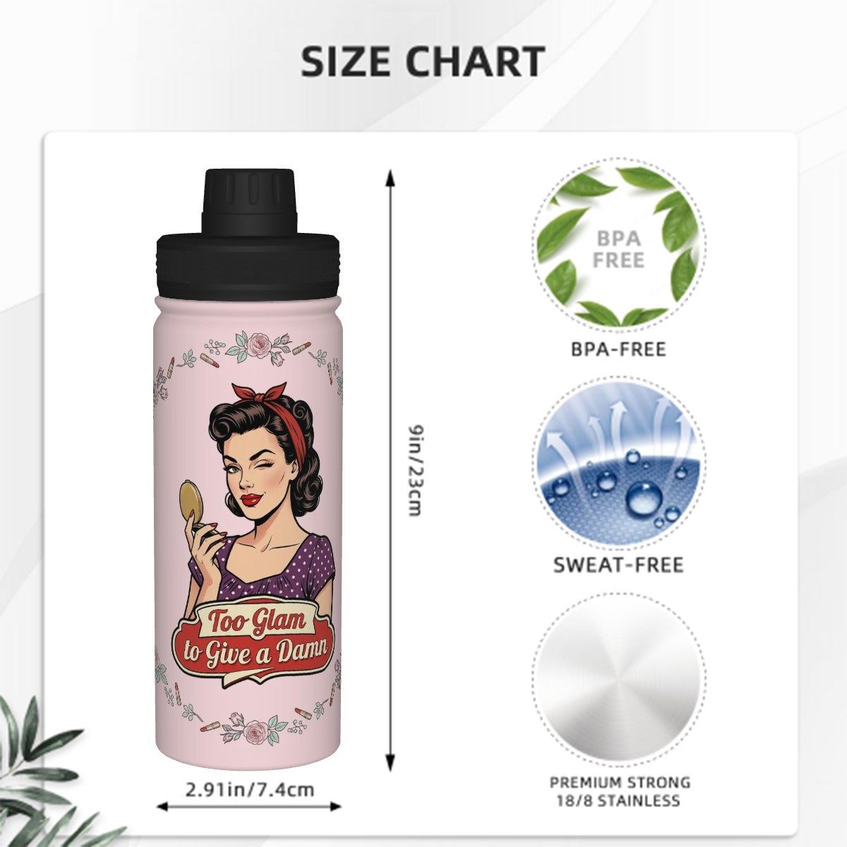 50s Retro Insulated Water Bottle (18oz)