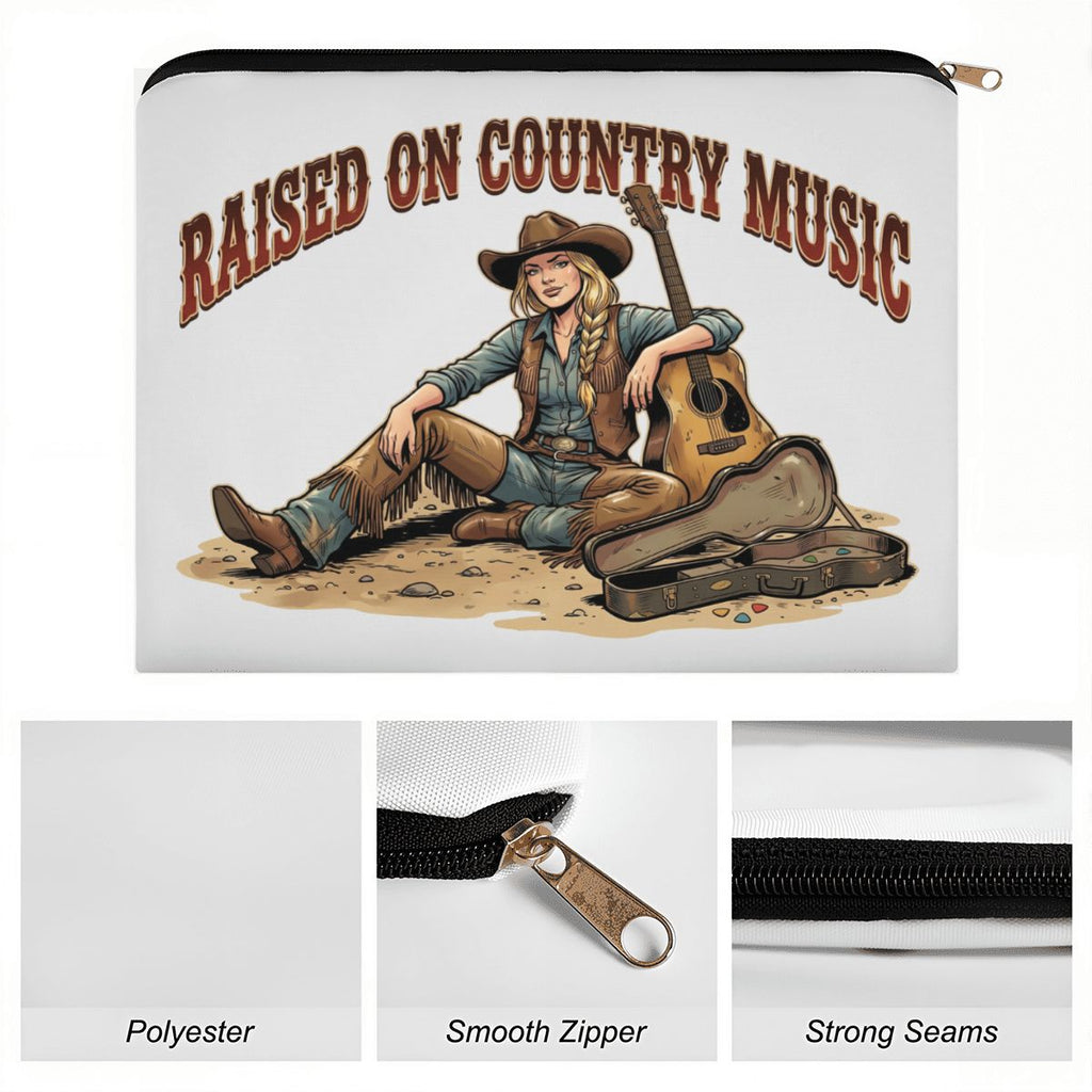 Raised On Country Music Cowgirl Travel Makeup Pouch