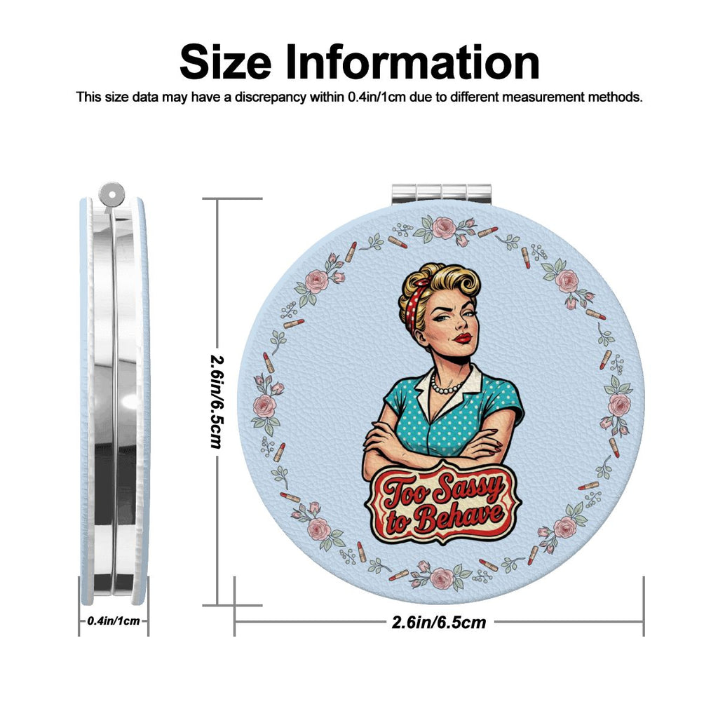 50s Retro Compact Pocket Mirror - Too Sassy to Behave