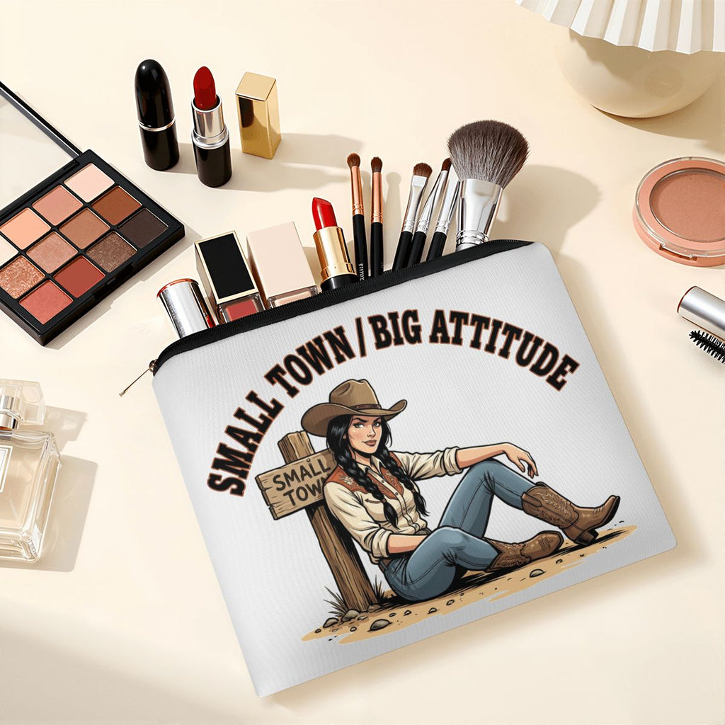 Small Town Big Attitude Cowgirl Travel Makeup Pouch