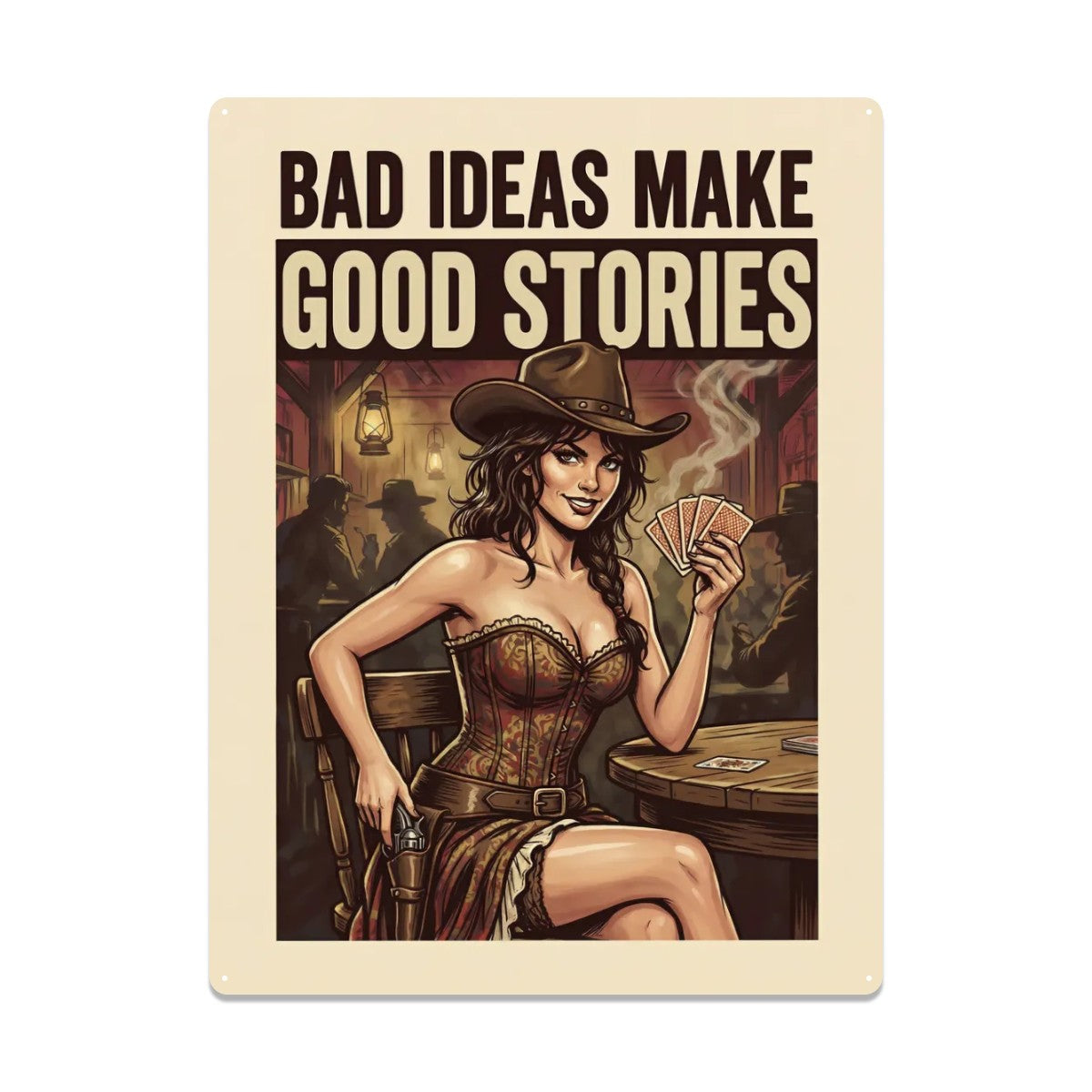 Western Metal Tin Sign  16"x12" (Vertical)