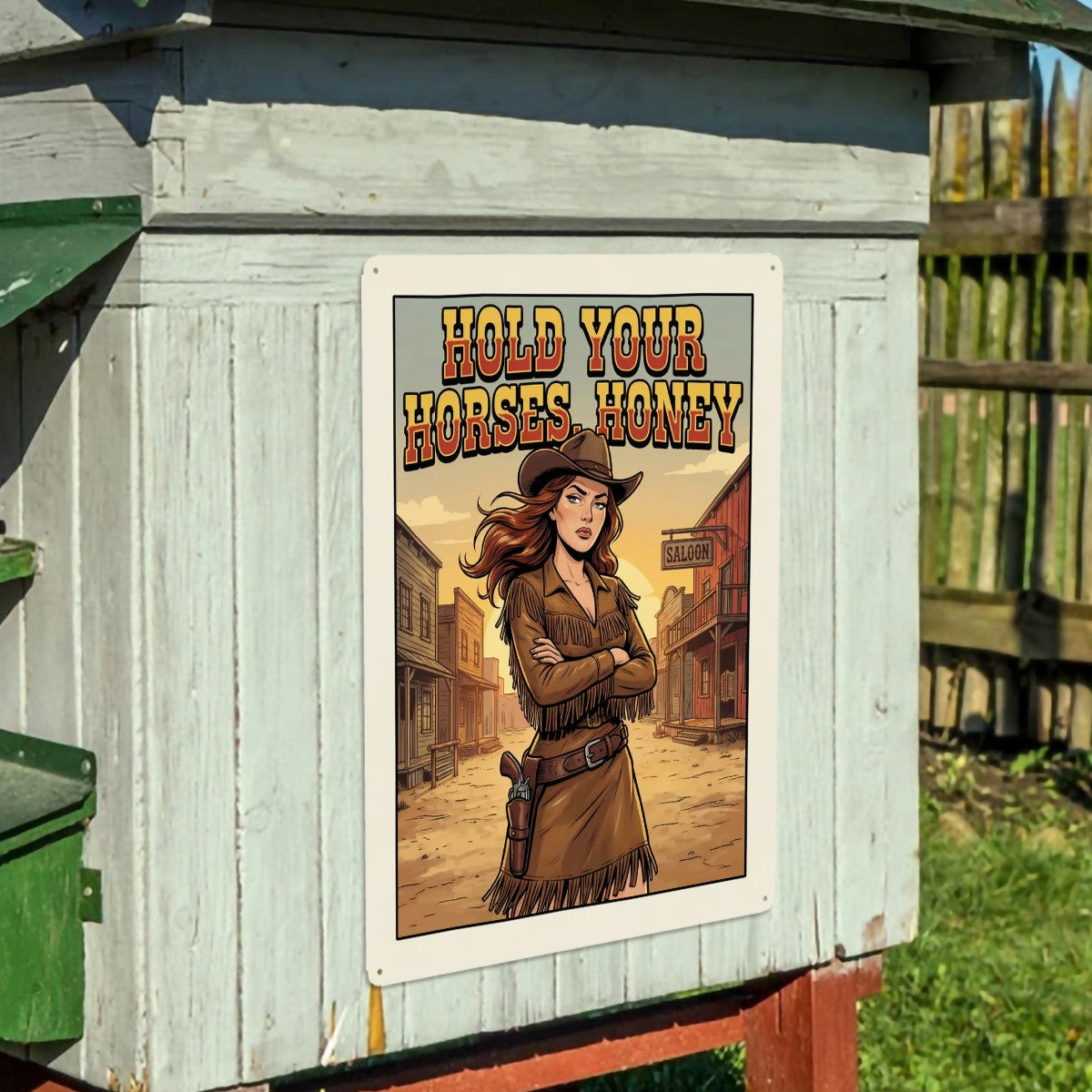 Western Metal Tin Sign  16"x12" (Vertical)