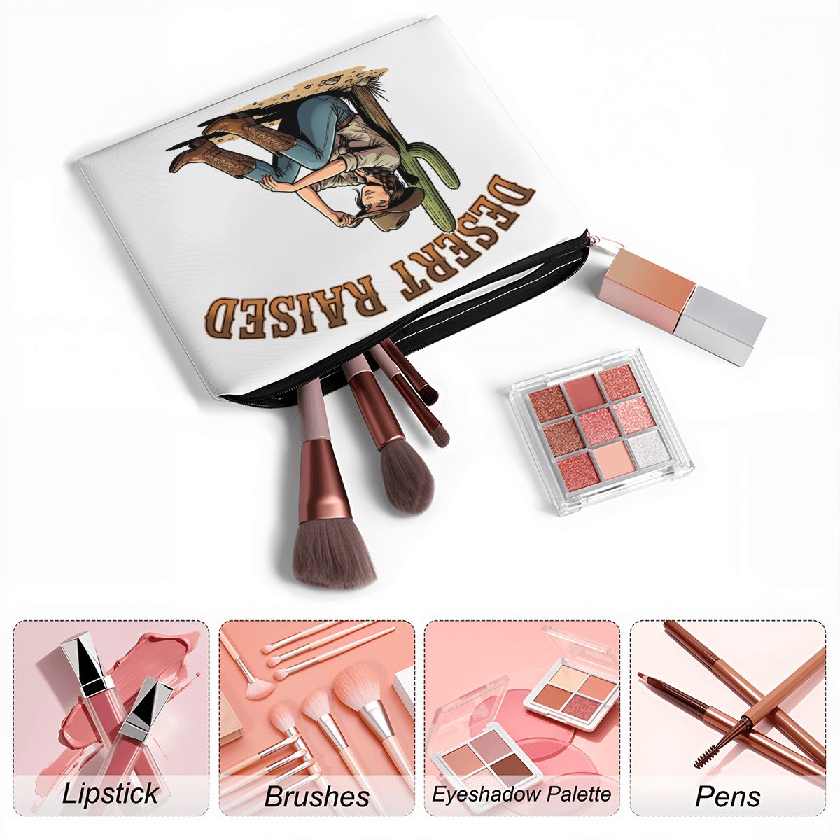 Desert Raised Cowgirl Travel Makeup Pouch