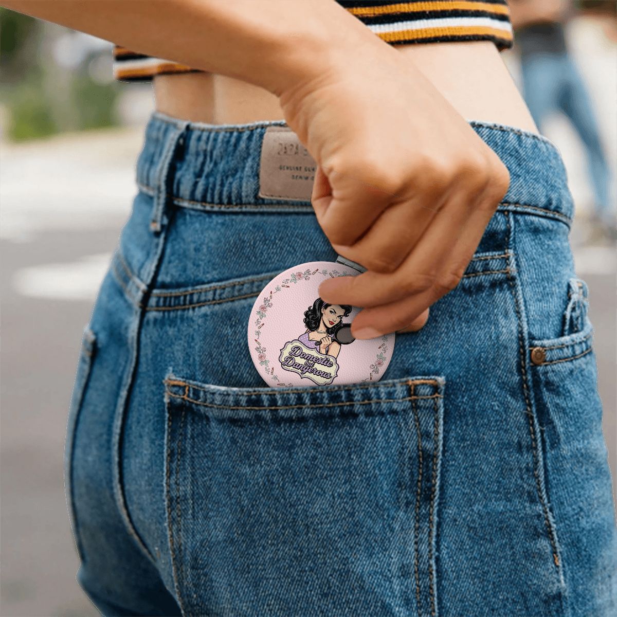 50s Retro Compact Pocket Mirror - Domestic but Dangerous