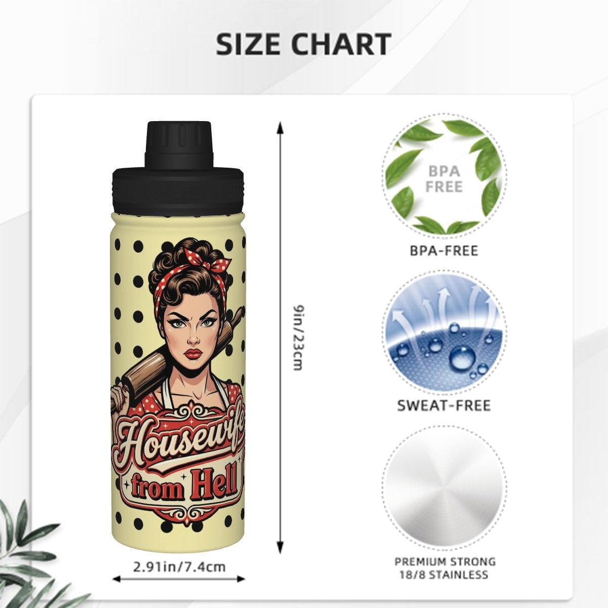 50s Retro Insulated Water Bottle (18oz)