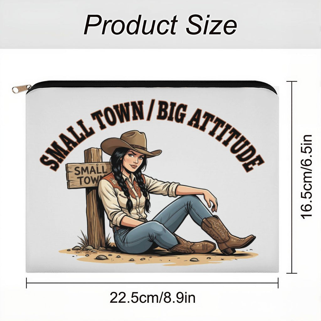 Small Town Big Attitude Cowgirl Travel Makeup Pouch
