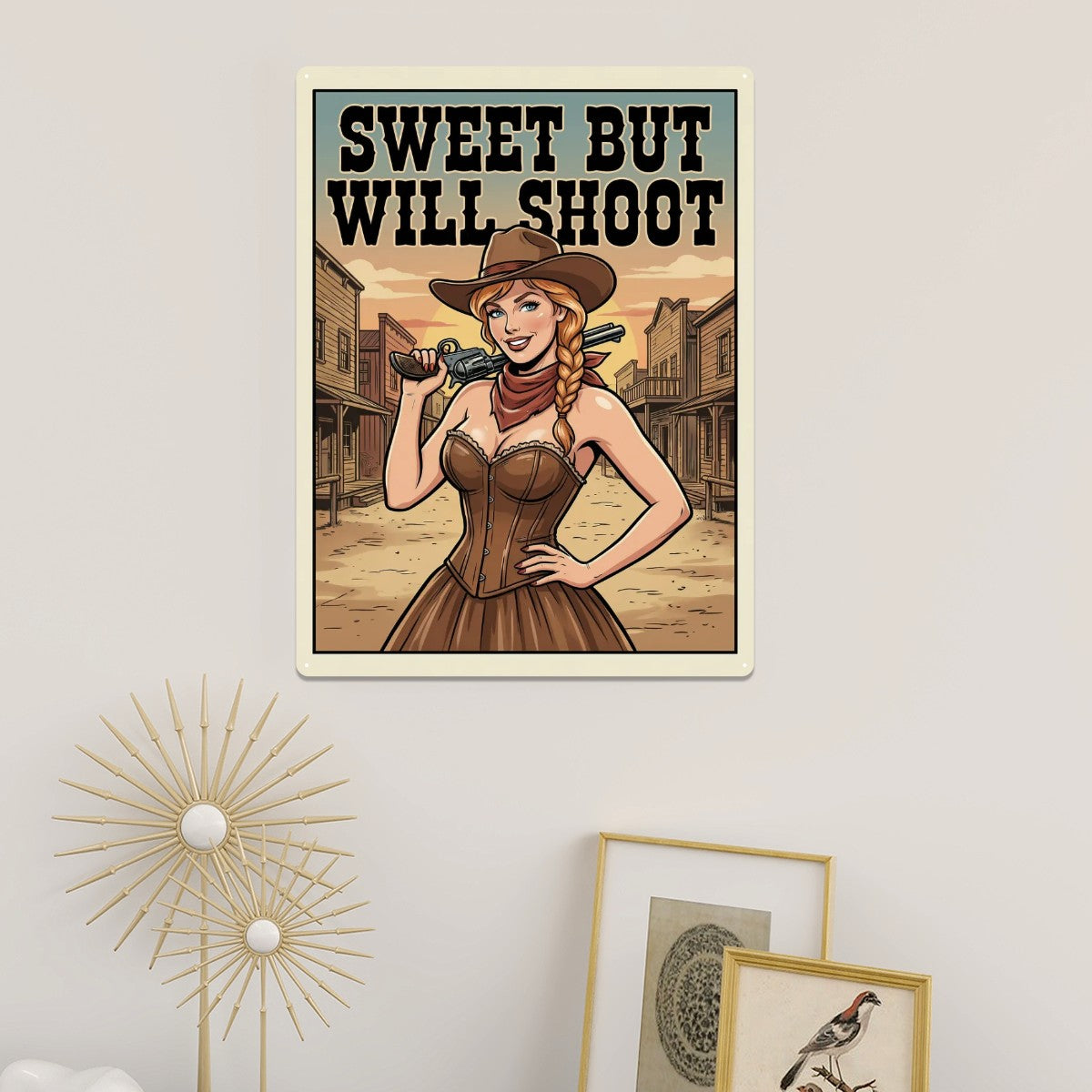 Western Metal Tin Sign  16"x12" (Vertical)
