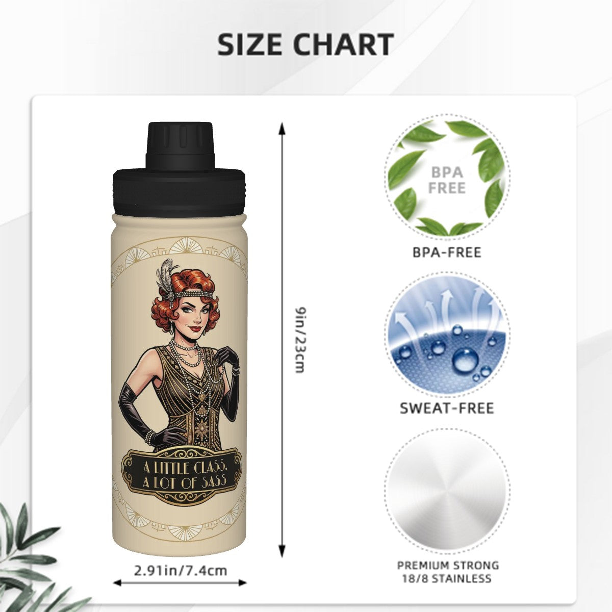 20s Vintage Insulated Water Bottle (18oz)