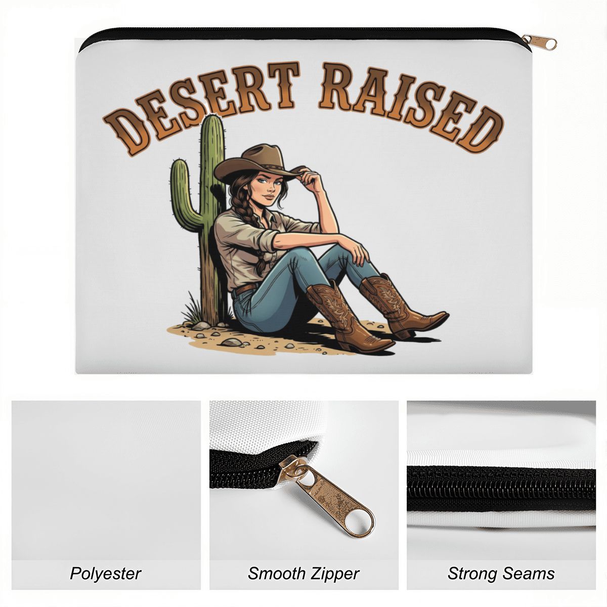 Desert Raised Cowgirl Travel Makeup Pouch