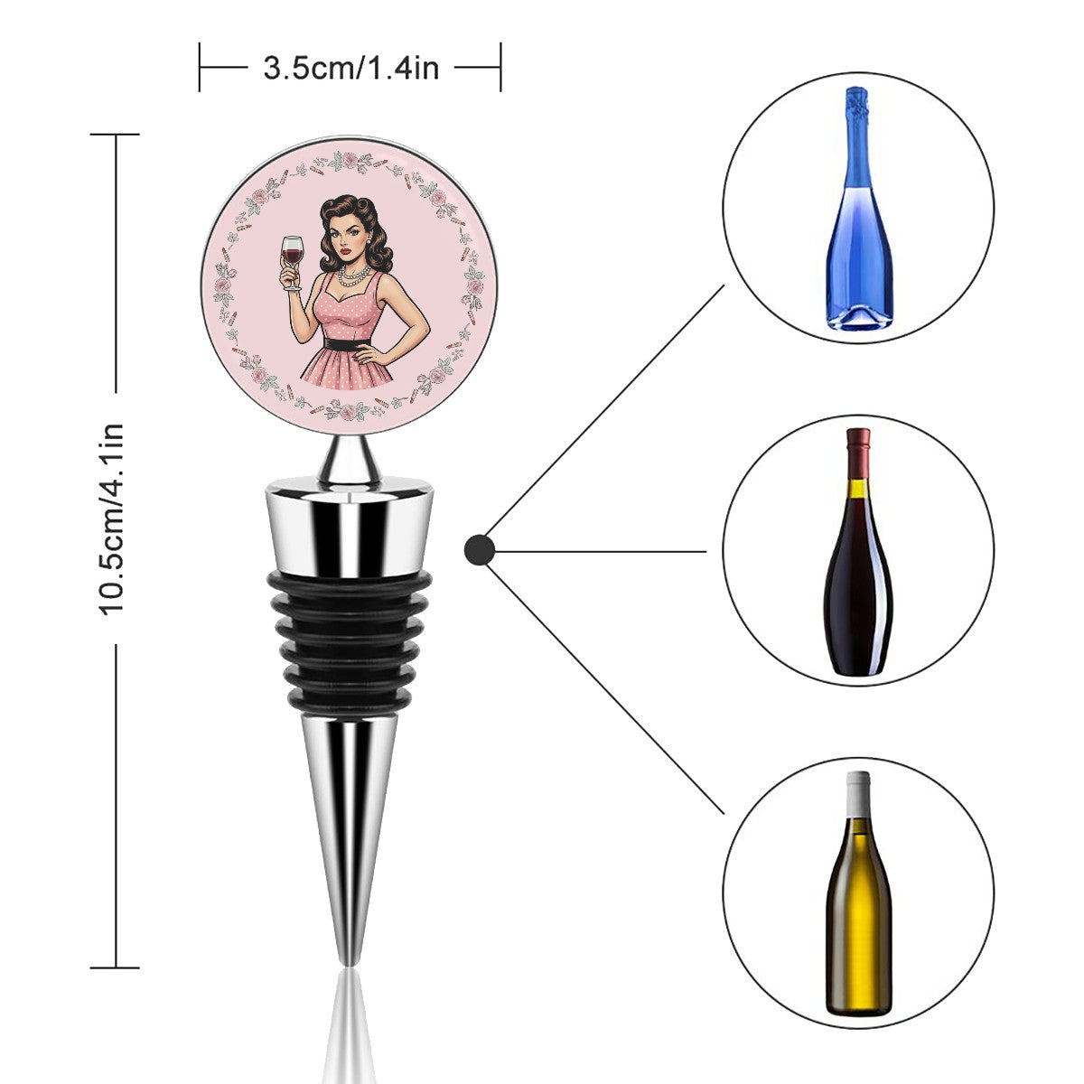 50s Retro Wine Bottle Stopper – Reusable Wine Saver