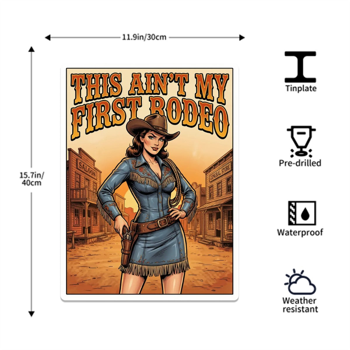 Western Metal Tin Sign  16"x12" (Vertical)