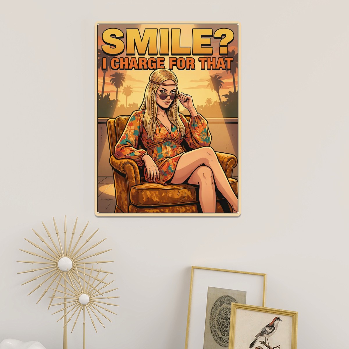70s Retro Metal Tin Sign  16"x12" (Vertical)