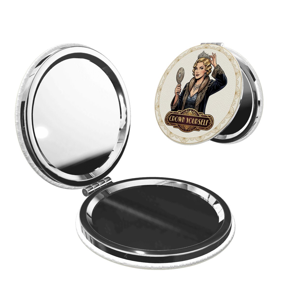 1920s Art Deco Compact Pocket Mirror