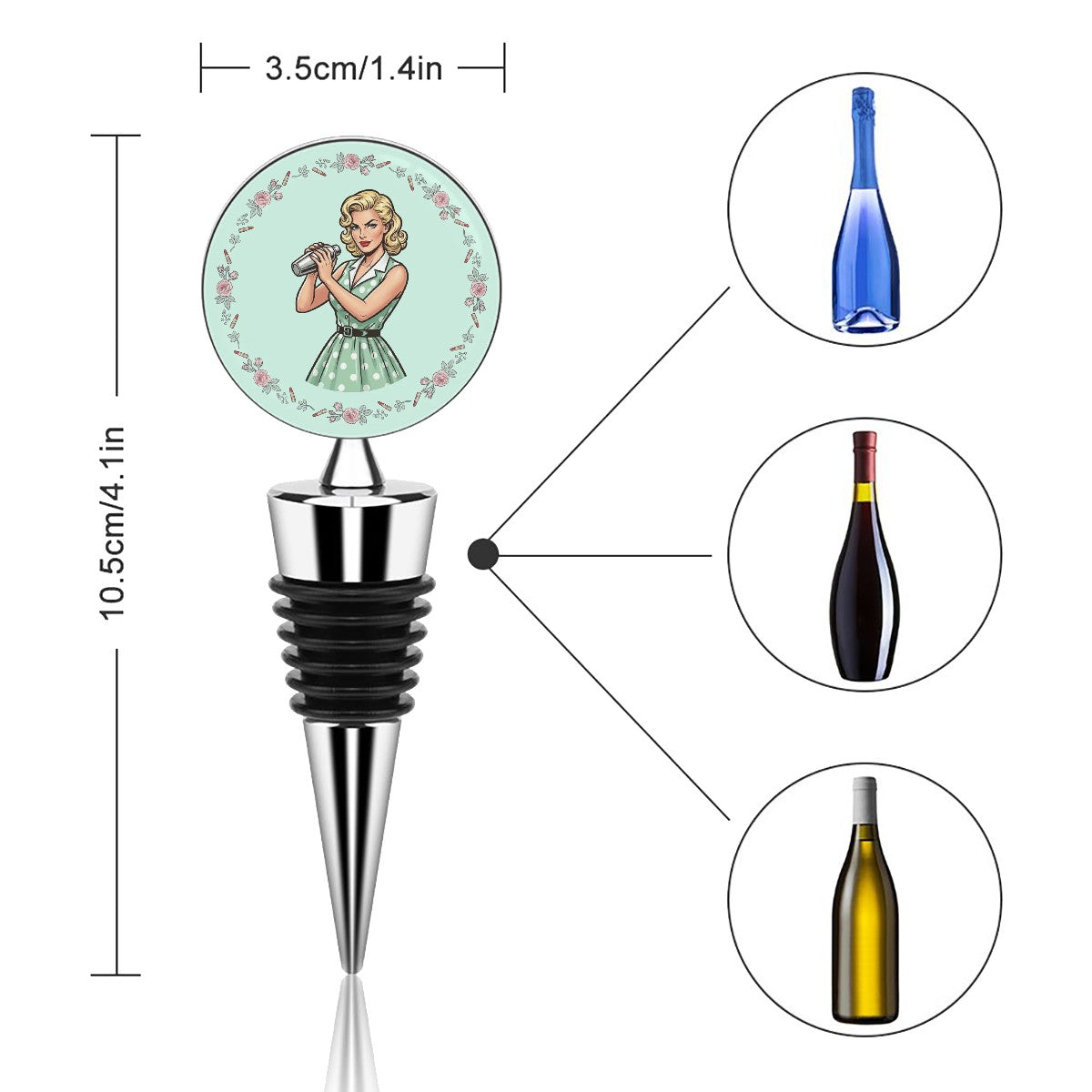 50s Retro Wine Bottle Stopper – Reusable Wine Saver