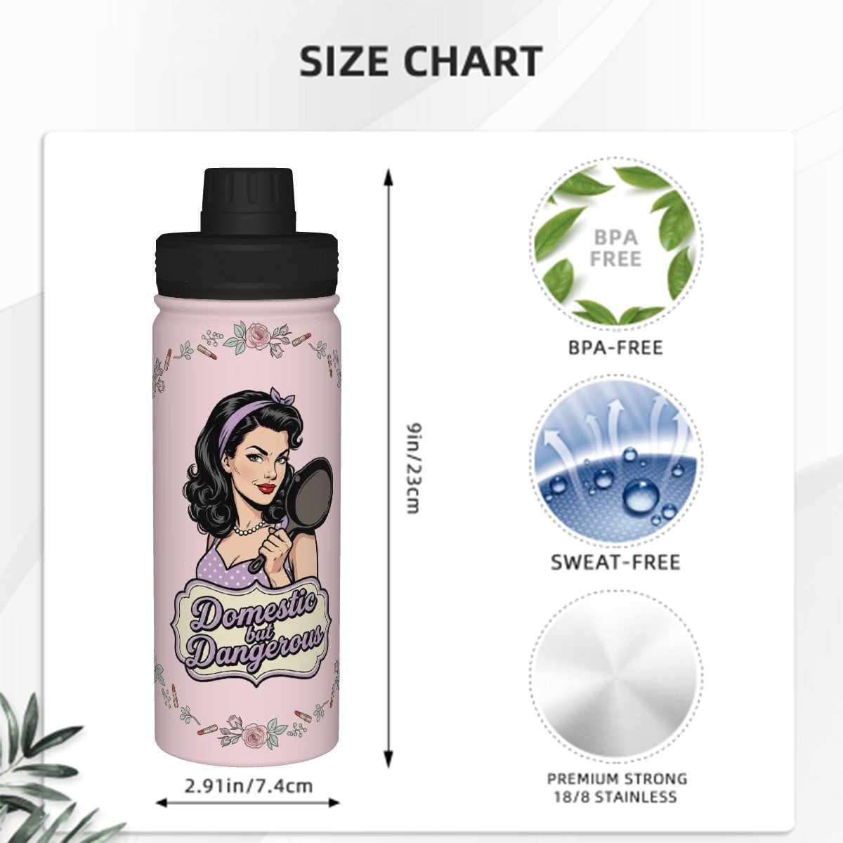 50s Retro Insulated Water Bottle (18oz)