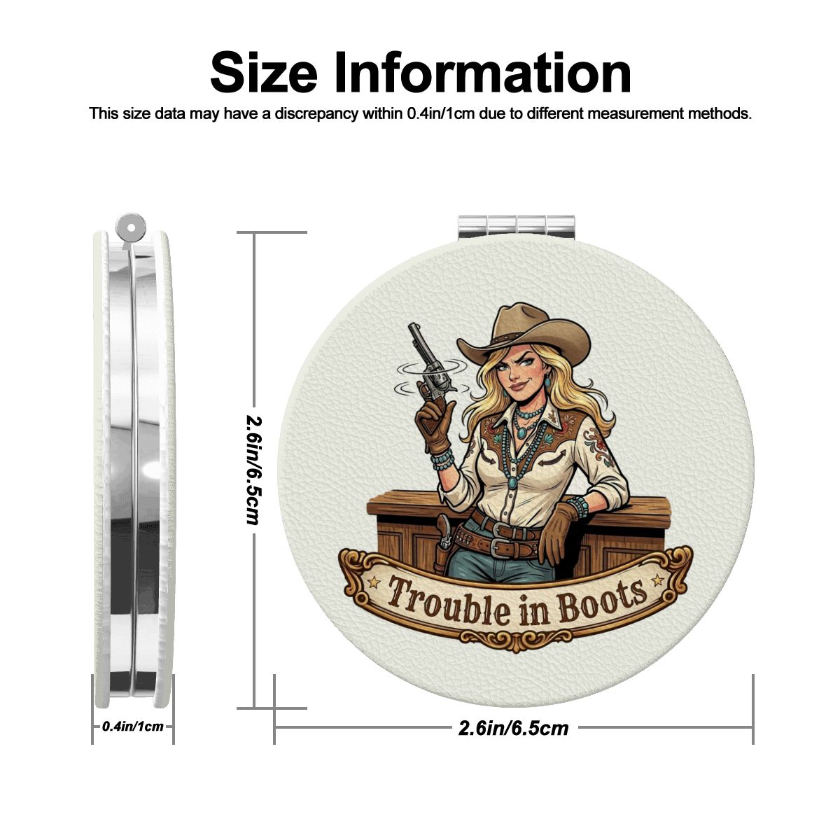Western Compact Pocket Mirror – Trouble in Boots