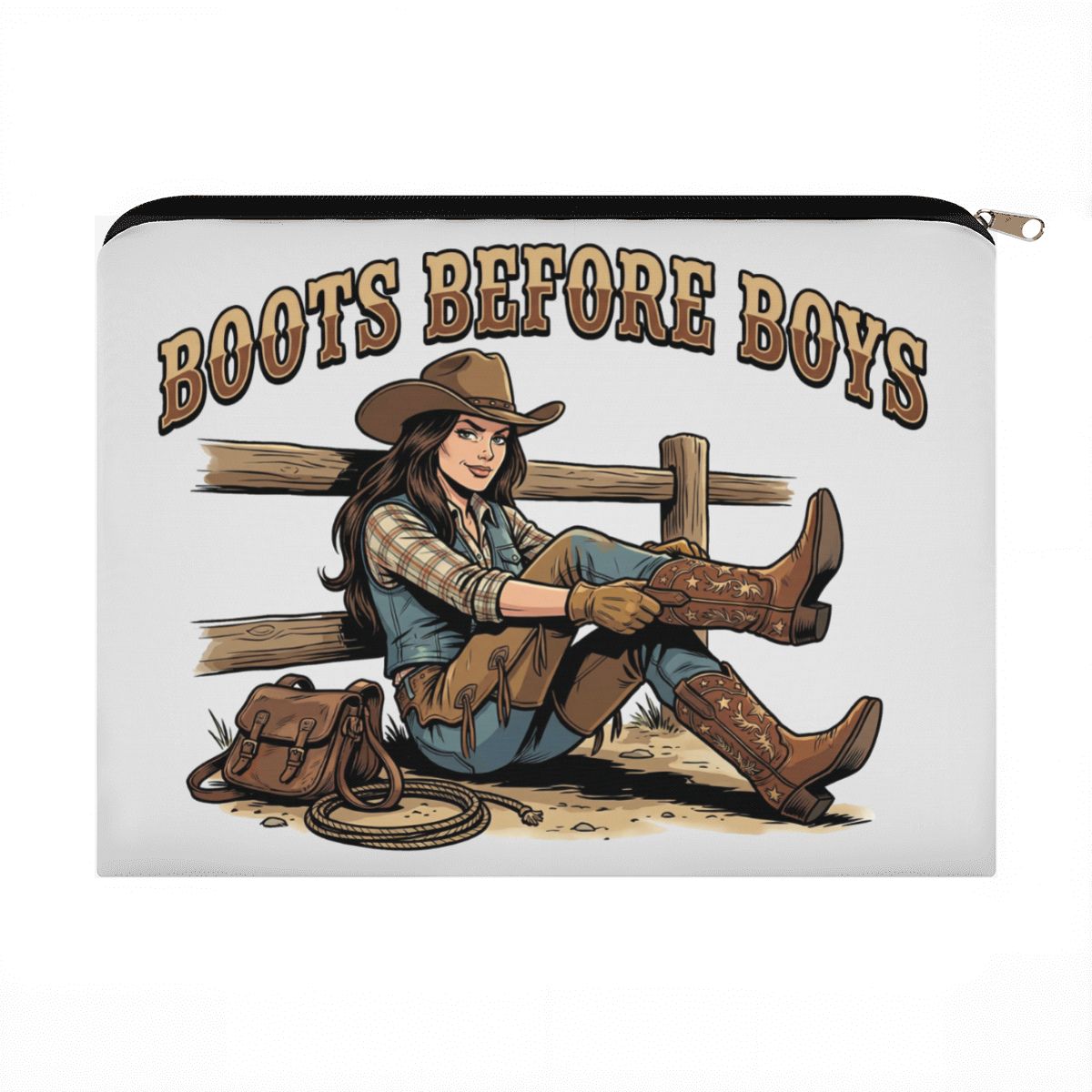 Boots Before Boys Cowgirl Travel Makeup Pouch