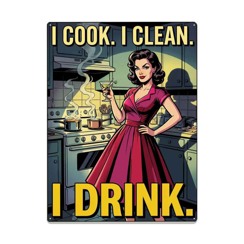 50s Retro Metal Tin Sign 16"x12" (Vertical)