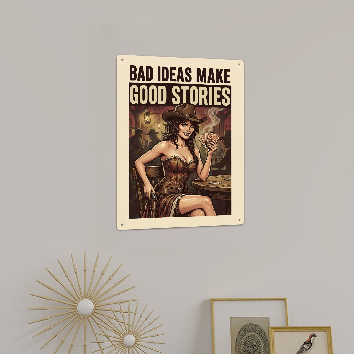 Western Metal Tin Sign  16"x12" (Vertical)