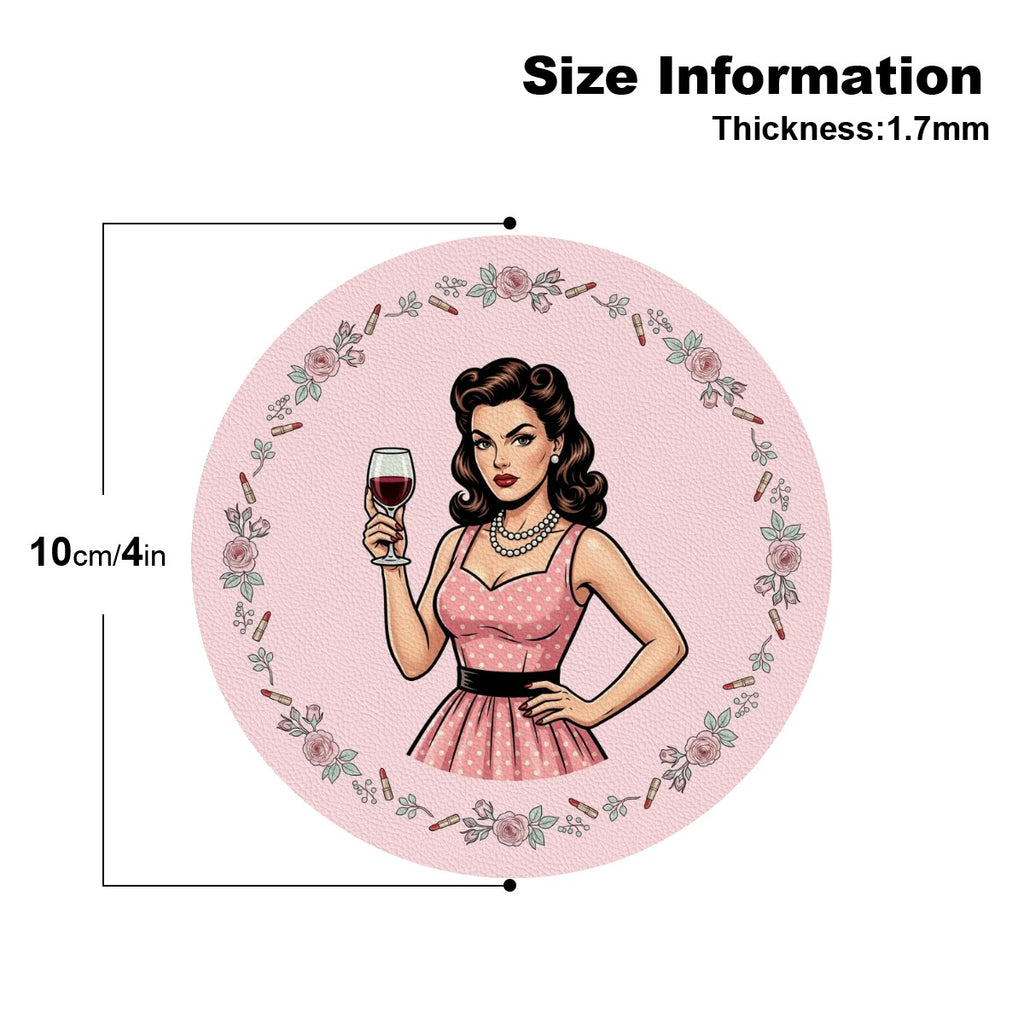 50s Retro Drink Coasters – 6 Pack Vintage Style Table Coasters