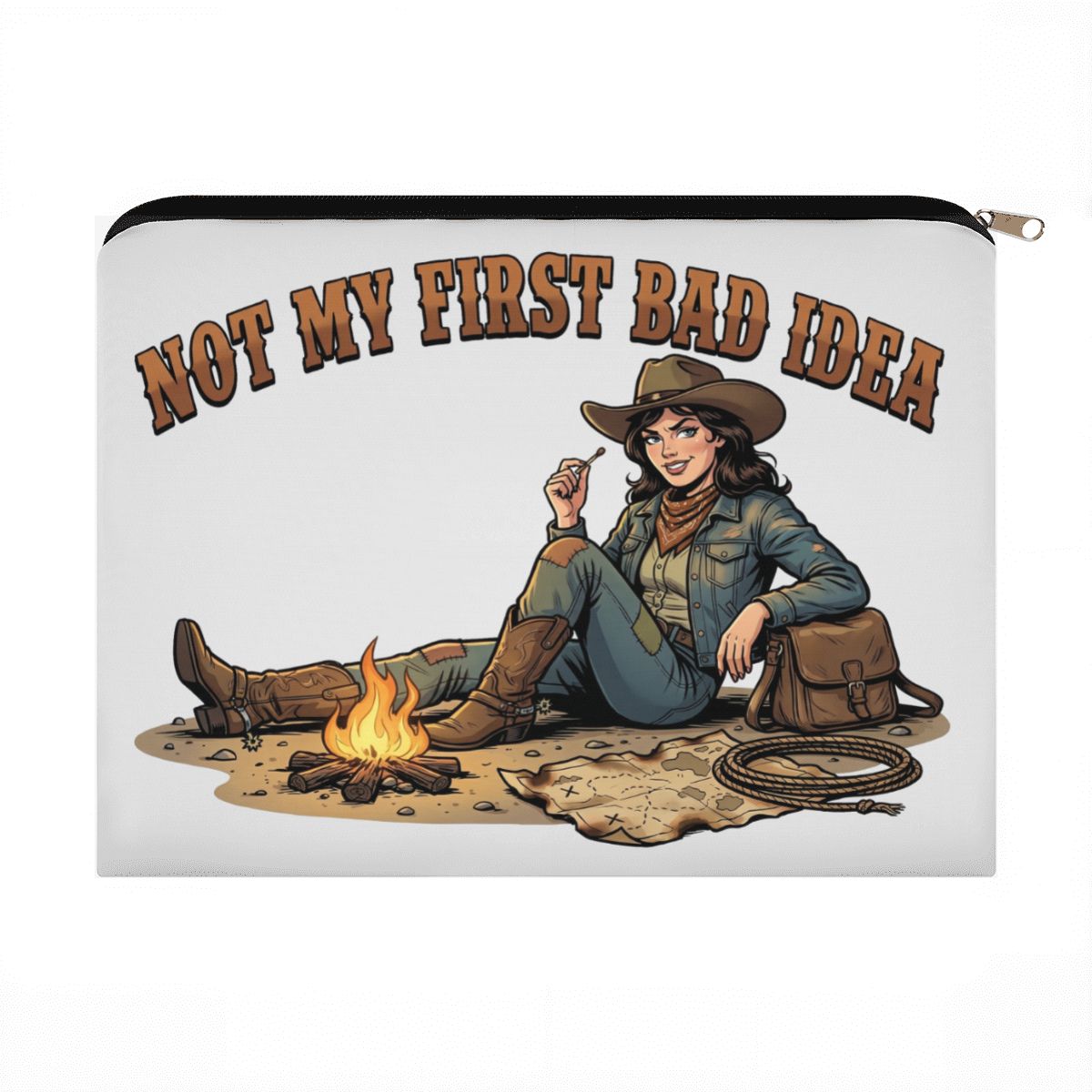 Not My First Bad Idea Cowgirl Travel Makeup Pouch
