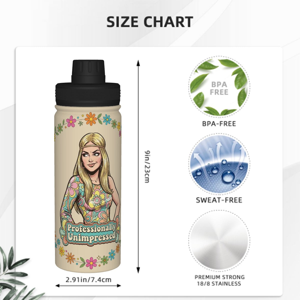 70s Retro Insulated Water Bottle (18oz)
